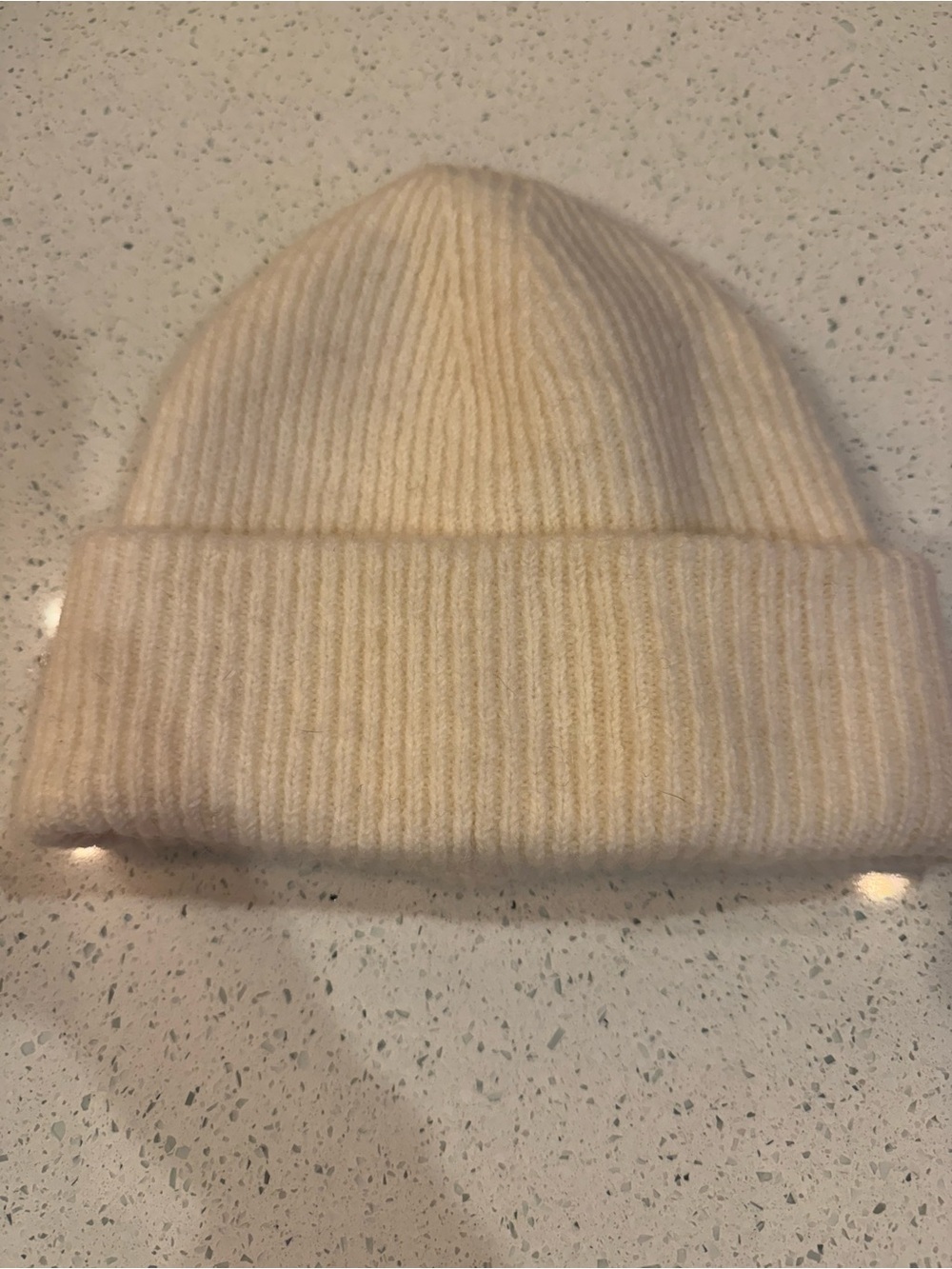 Zara Cozy Ribbed Knit Beanie Hat - Cream